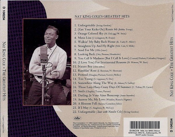 Nat King Cole : The Greatest Hits (CD, Comp, Club, EMI)