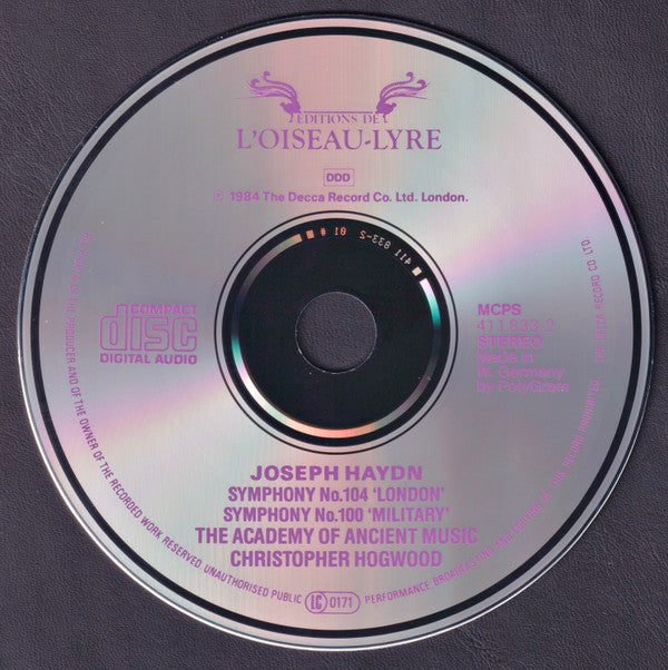 Joseph Haydn - The Academy Of Ancient Music, Christopher Hogwood : Symphony No. 104 'London' · Symphony No. 100 'Military' (CD, Album)