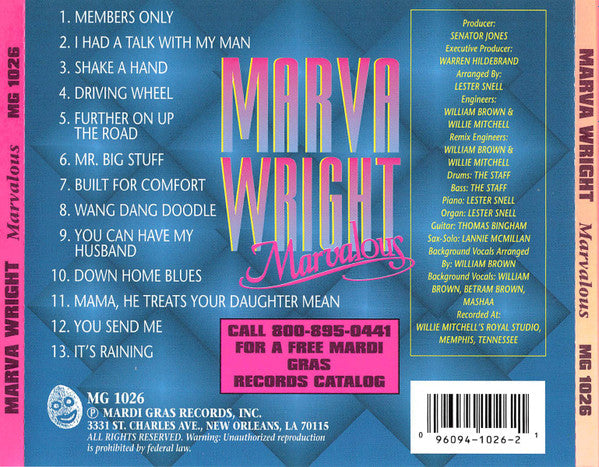 Marva Wright : Marvalous (CD, Album, RE)