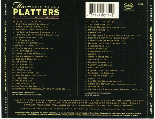 The Platters : The Magic Touch: An Anthology (2xCD, Comp, RM)