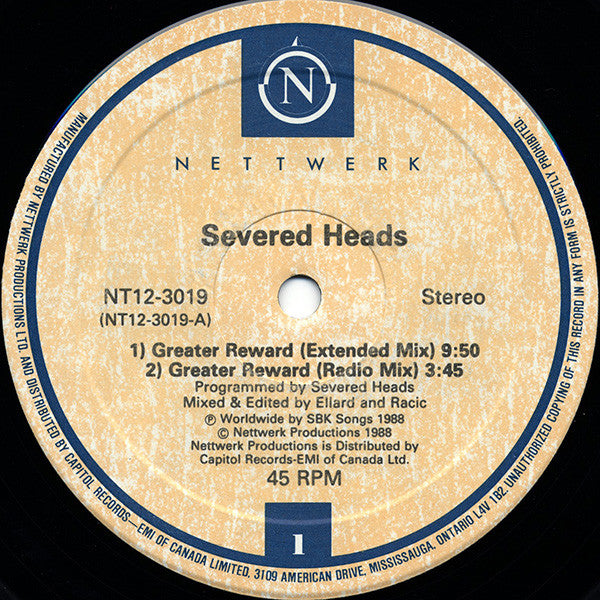 Severed Heads : Greater Reward (12")