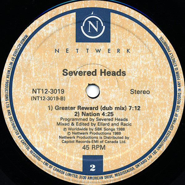 Severed Heads : Greater Reward (12")