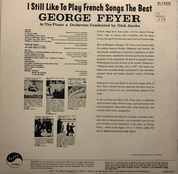 George Feyer : I Still Like To Play French Songs The Best! (LP, Album)
