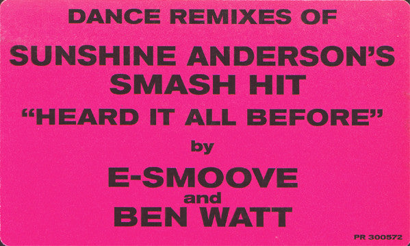 Sunshine Anderson : Heard It All Before (Dance Remixes) (12", Promo)