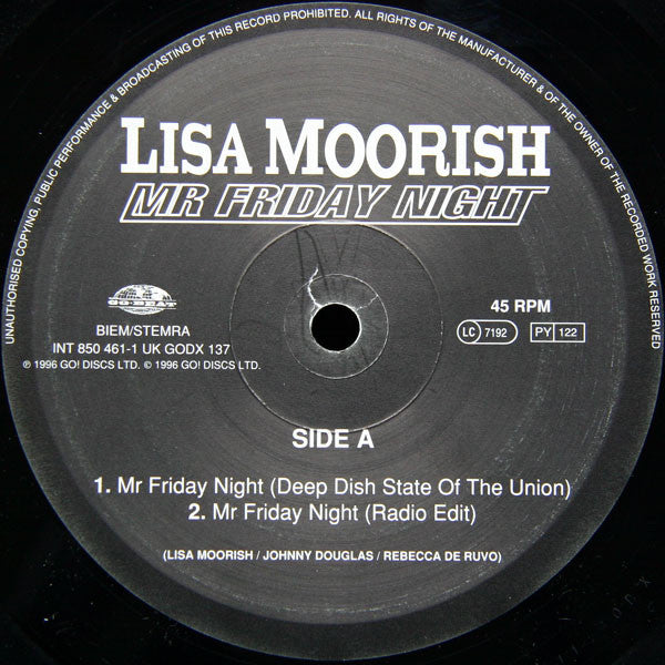 Lisa Moorish : Mr Friday Night (12")