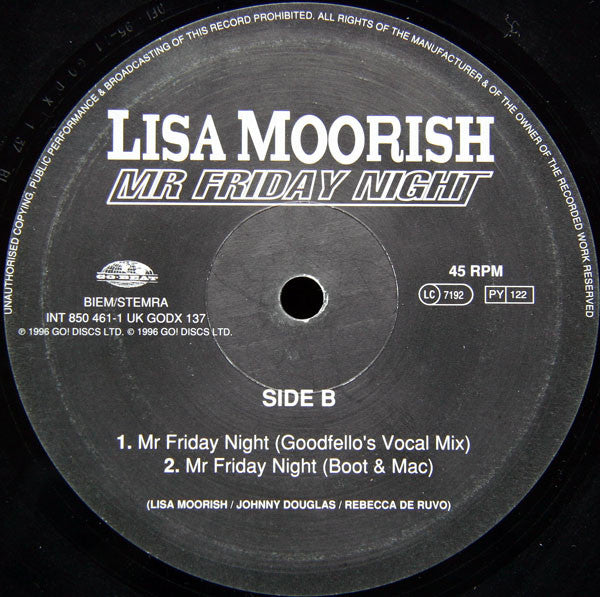 Lisa Moorish : Mr Friday Night (12")