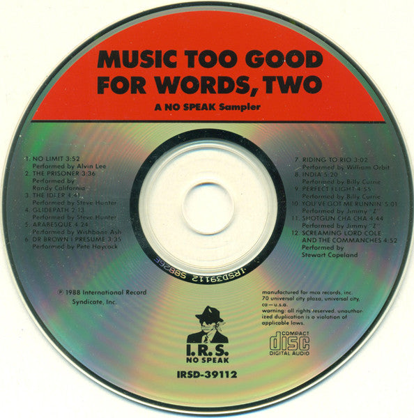 Various : Music Too Good For Words, Two (A No Speak Sampler) (CD, Comp, Smplr)