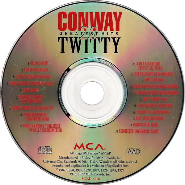 Conway Twitty : 20 Greatest Hits (CD, Comp, Club)