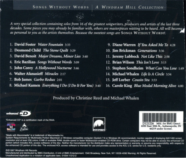 Various : Songs Without Words (CD, Comp, Club, Enh)