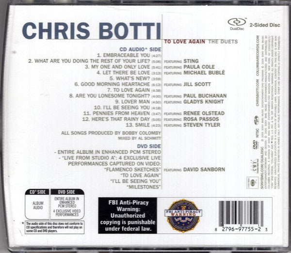 Chris Botti : To Love Again (The Duets) (Hybrid, DualDisc, Album, NTSC)