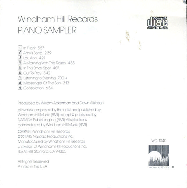 Various : Windham Hill Records Piano Sampler (CD, Club, Smplr)