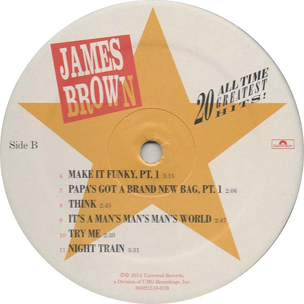 James Brown : 20 All-Time Greatest Hits! (2xLP, Comp, RE)