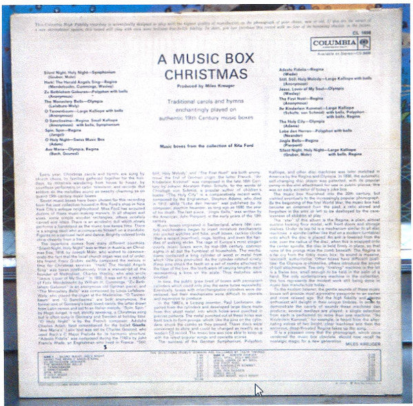 Rita Ford's Music Boxes : A Music Box Christmas (LP, Album, Mono)