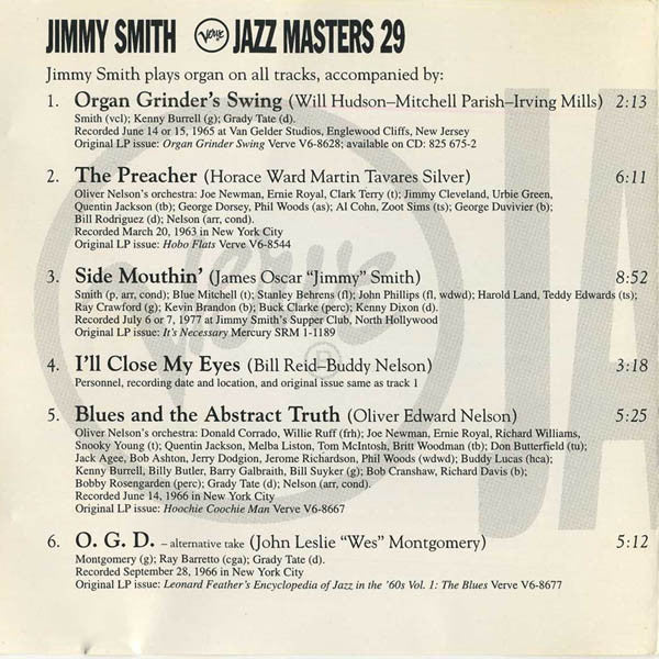 Jimmy Smith : Verve Jazz Masters 29  (CD, Comp)