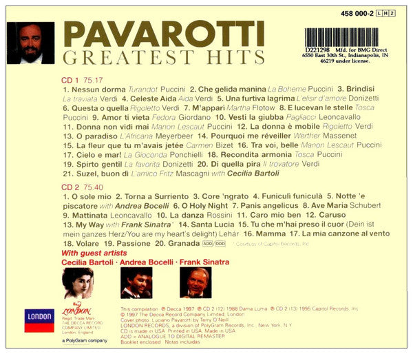 Pavarotti* With Guest Stars Cecilia Bartoli, Andrea Bocelli, Frank Sinatra : Greatest Hits (The Ultimate Collection) (2xCD, Comp, Club)