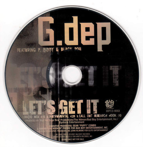 G-Dep Featuring P. Diddy & Black Rob : Let's Get It (CD, Single, Promo)