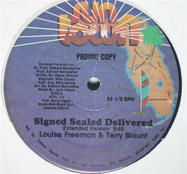 Louise Freeman (3) & Terry Blount : Signed Sealed Delivered (12", Promo)