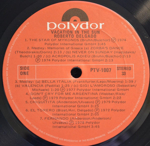 Roberto Delgado : Vacation In The Sun (LP, Album, Comp)