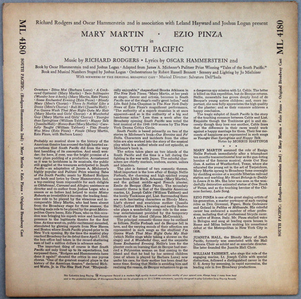 Richard Rodgers & Oscar Hammerstein 2nd* In Association With Leland Hayward & Joshua Logan Present Mary Martin, Ezio Pinza With  Original B'way Cast* : South Pacific (LP, Mono)