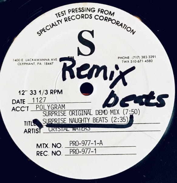 Crystal Waters : Surprise (12", Single, TP)