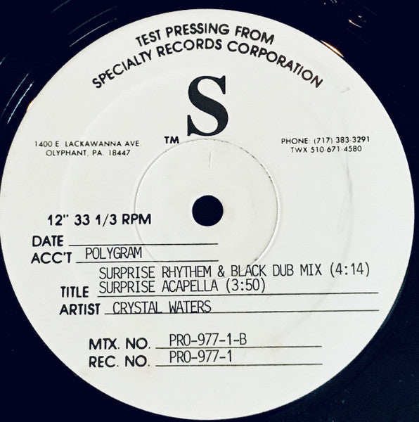 Crystal Waters : Surprise (12", Single, TP)
