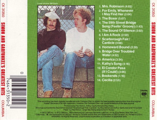 Simon And Garfunkel* : Simon And Garfunkel's Greatest Hits (CD, Comp, RE)