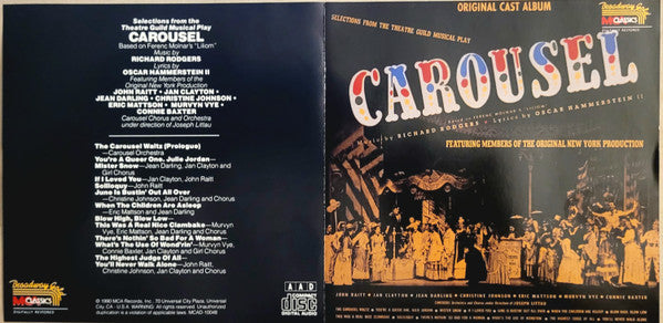 John Raitt - Jan Clayton - Jean Darling - Christine Johnson - Eric Mattson (2) - Murvyn Vye - Connie Baxter, Carousel Chorus And Orchestra : Carousel (Original Cast Album) (CD, Album)