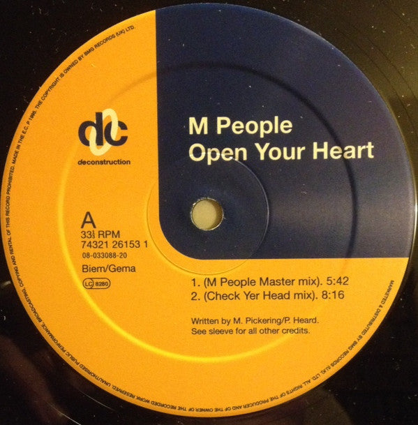 M People : Open Your Heart (12", Maxi)