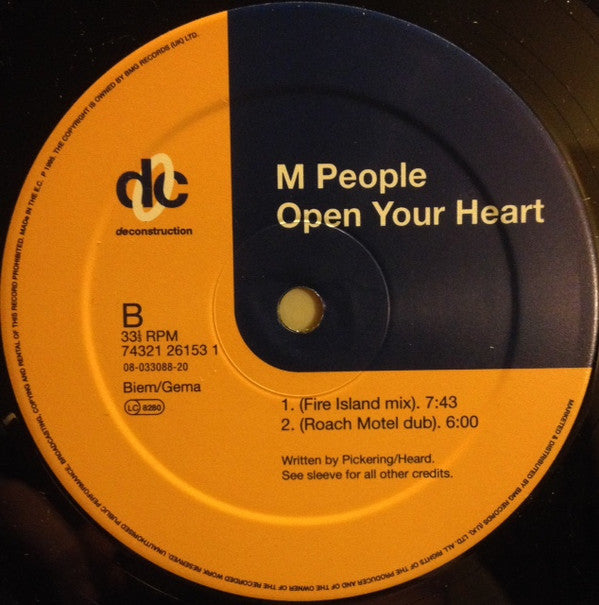 M People : Open Your Heart (12", Maxi)
