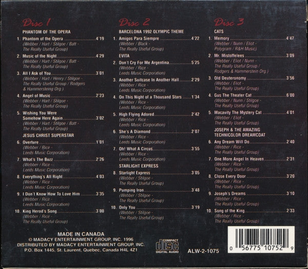 The Starlite Orchestra And Choir : The Best Of Andrew Lloyd Webber  (3xCD, Comp)