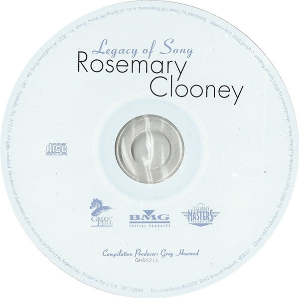 Rosemary Clooney : Legacy Of Song (CD, Comp)