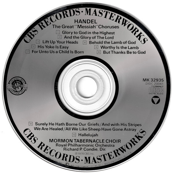 Handel*, Mormon Tabernacle Choir : The Great "Messiah" Choruses (CD, Album, RE)