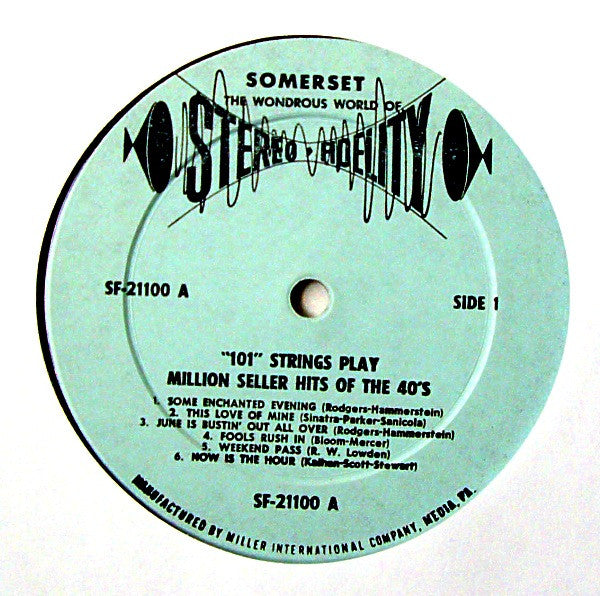 101 Strings : Million Seller Hit Song's Of The 40's (LP)