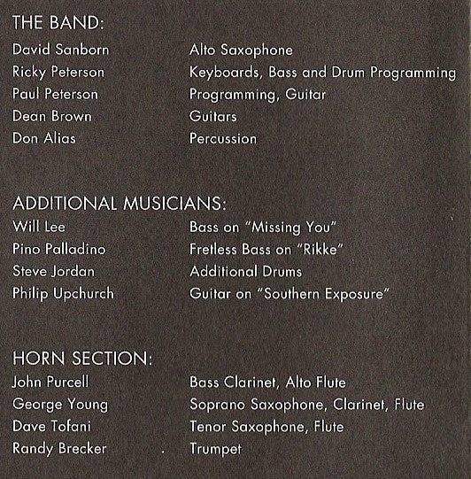 David Sanborn : Songs From The Night Before (CD, Album, Club)