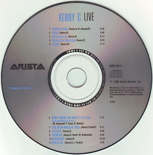 Kenny G (2) : Live (CD, Album, Club, Col)