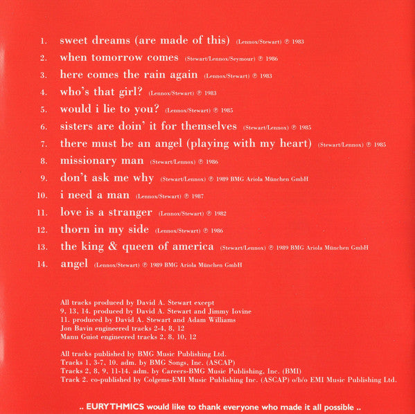 Eurythmics : Greatest Hits (CD, Comp, Club, RE)