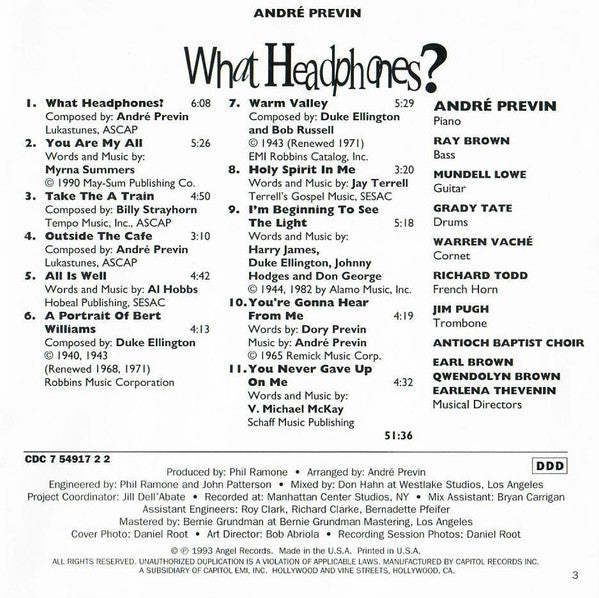 André Previn : What Headphones? (CD, Album)