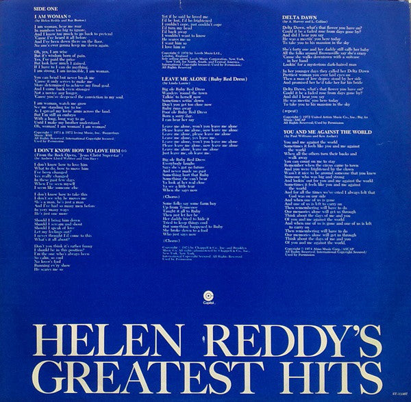 Helen Reddy : Helen Reddy's Greatest Hits (LP, Comp)