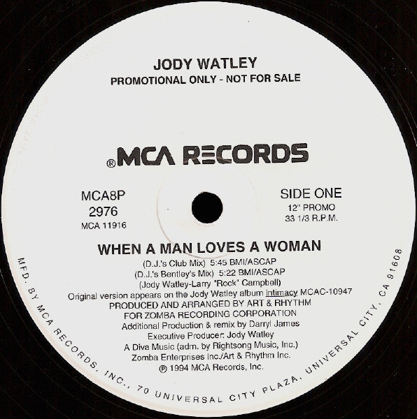 Jody Watley : When A Man Loves A Woman (12", Promo)