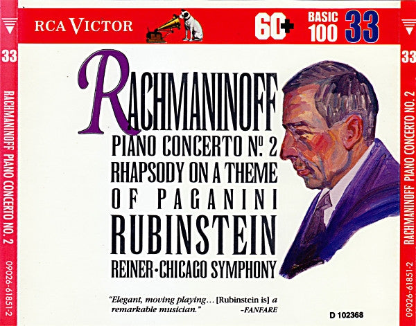 Rachmaninoff*, Rubinstein*, Reiner*, Chicago Symphony* : Piano Concerto No. 2 / Rhapsody On A Theme Of Paganini (CD, Comp, Club, RE)