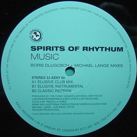 Spirits Of Rhythm : Music (The Boris Dlugosch Mixes) (12", M/Print)