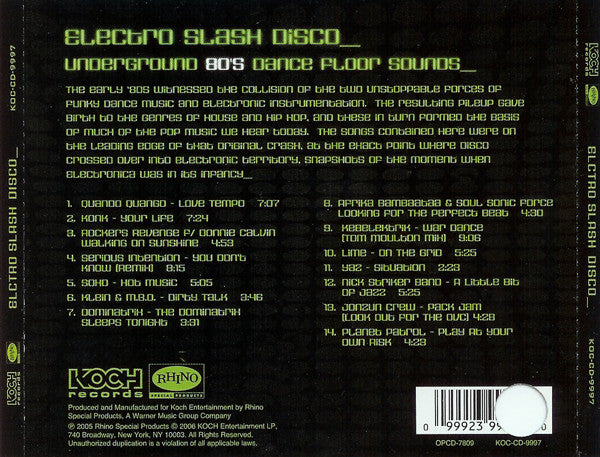 Various : Electro Slash Disco (Underground 80's Dance Floor Sounds) (CD, Comp)