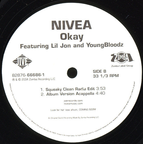 Nivea Featuring Lil Jon* And YoungBloodZ : Okay (12")