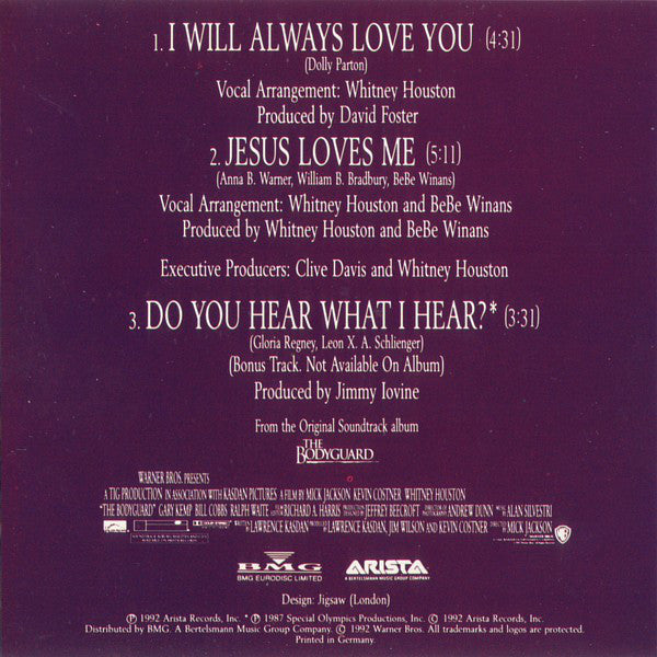 Whitney Houston : I Will Always Love You (CD, Single)