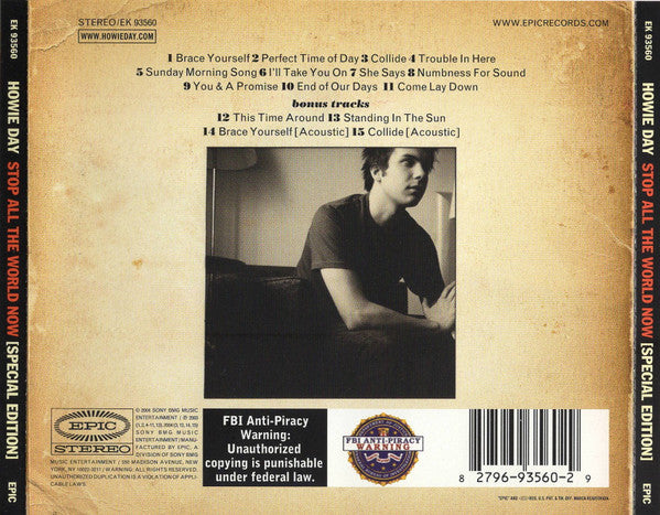 Howie Day : Stop All The World Now (CD, Album, S/Edition)