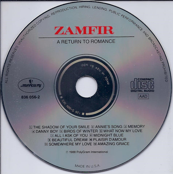 Zamfir* : A Return To Romance  (CD, Album)