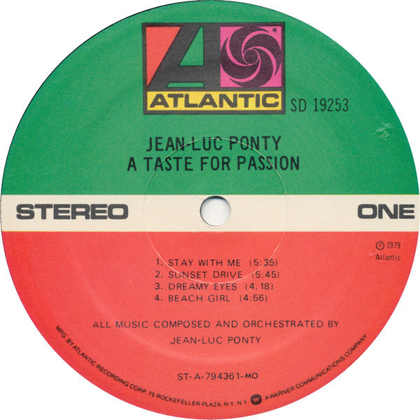 Jean-Luc Ponty : A Taste For Passion (LP, Album, MO )