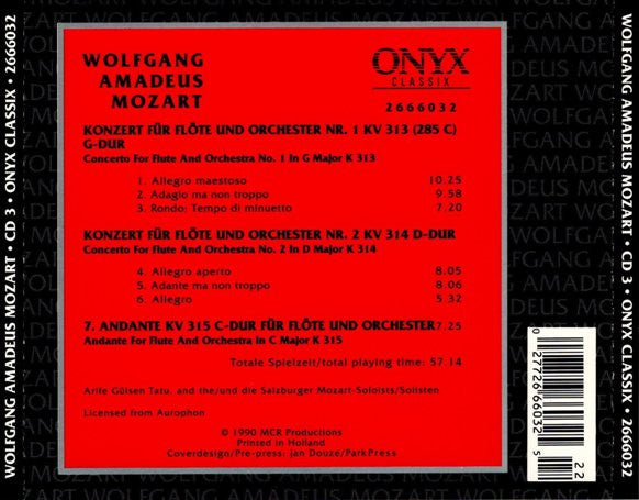 Mozart* : Konzert Für Flöte Und Orchester Nr. 1 / Konzert Für Flöte Und Orchester Nr. 2 / Andante Für Flöte Und Orchester (CD, Album, Comp)