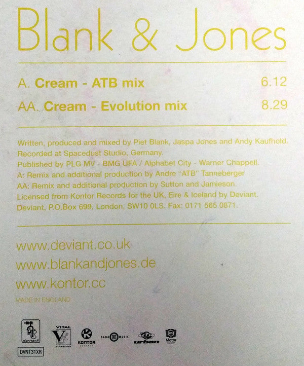 Blank & Jones : Cream (12")