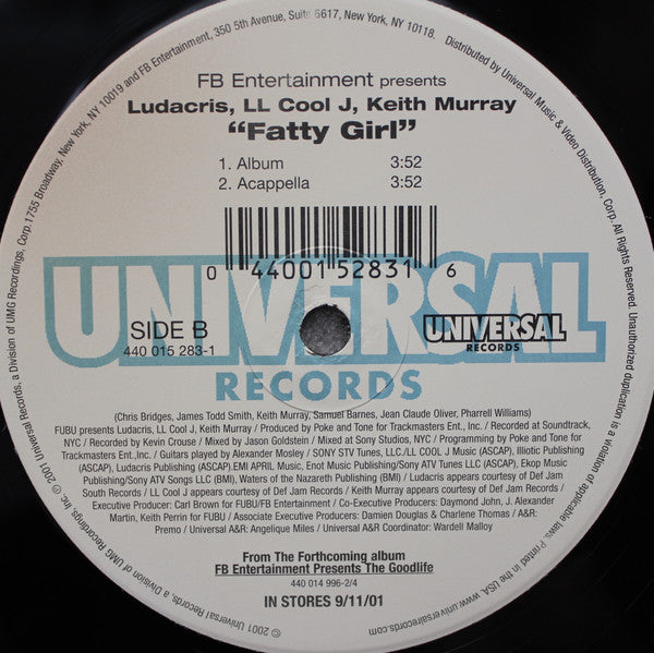 FB Entertainment Presents Ludacris, LL Cool J, Keith Murray : Fatty Girl (12", Single)
